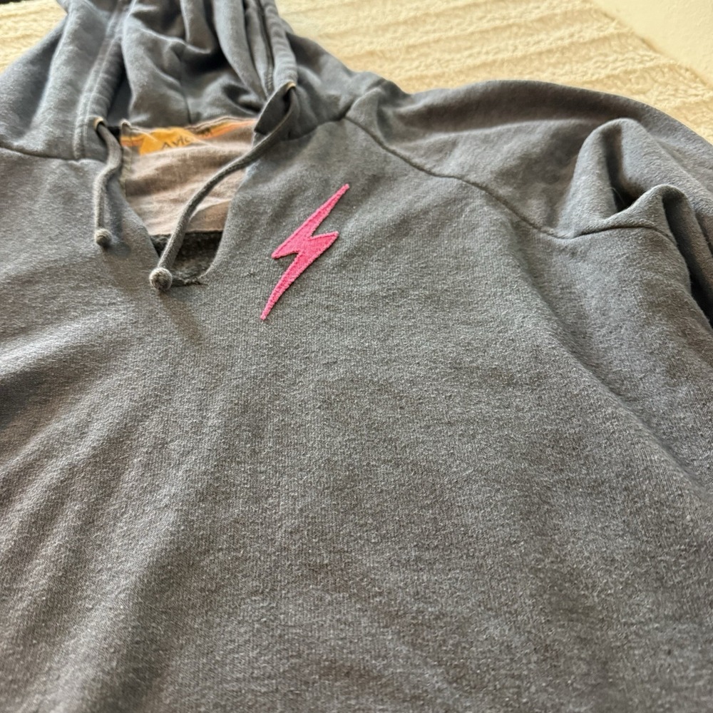 Aviator Nation Bolt Stitch Chevron Hoodie Sweatshirt Neon Women's Medium - Picture 11 of 14